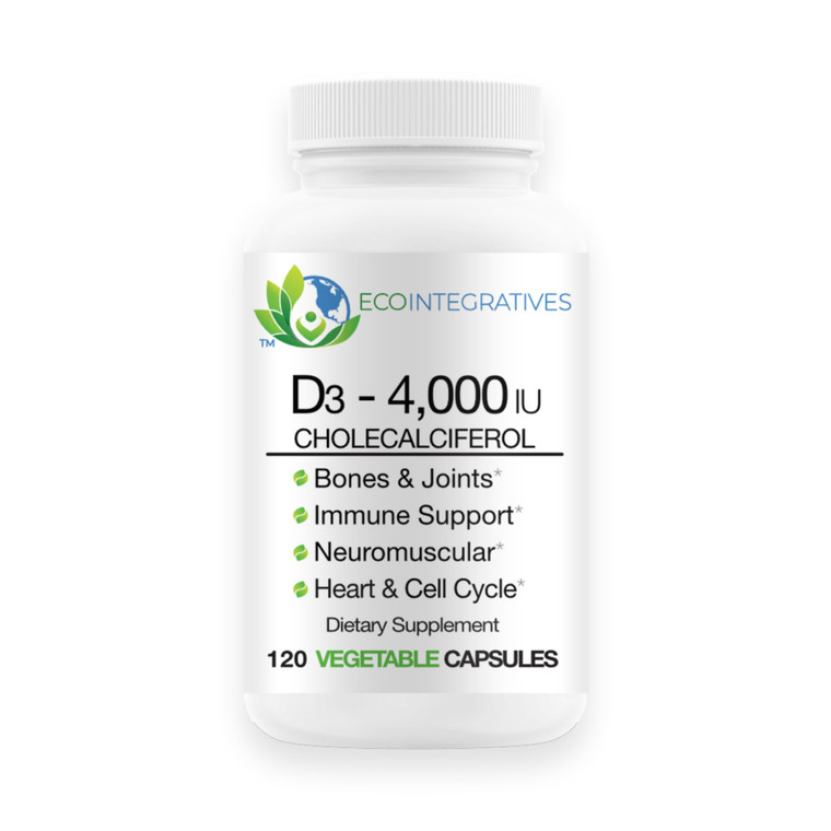 EcoIntegratives Vitamin D3-4000 IU (Cholecalciferol) Hypoallergenic Support for Muscles, Bones, Teeth, Breast, Prostate, Cardiovascular, Colon and Im