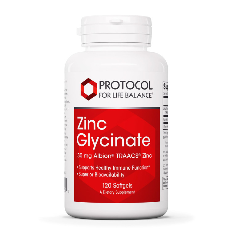 Protocol Zinc Glycinate 30mg - with Albion Traacs Zinc - Zinc Glycinate Supplement - Immune System Support* - Keto Friendly & Dairy Free - 120 Softge