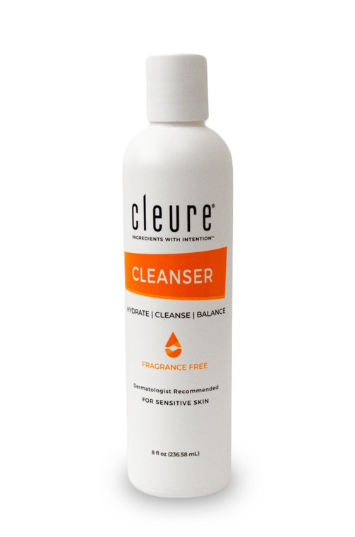 Cleure Gentle Face Cleanser for Dry Sensitive Skin - Hydrating Daily Lotion Cleanser, Non-Greasy, pH Balanced w/Shea Butter & Sodium Hyaluronate, Fra