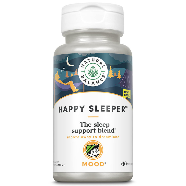 Happy Sleeper Sleep Support Blend - Sleep Aid Support Supplement for Adults, Complex with Melatonin, L Theanine, Valerian Root, GABA, & Vitamin B 6,