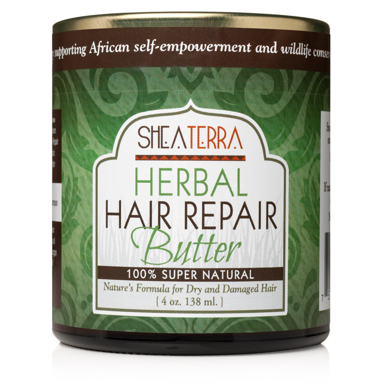 Shea Terra Organics Hair Repair Herbal Butter | Natural Hair Restoration and Dry Itchy Scalp Treatment - Rinse Out or Leave-In Conditioner - 4 oz