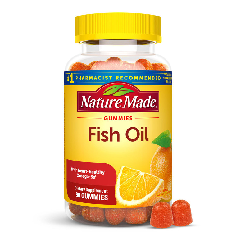 Nature Made Fish Oil Omega 3 Gummies, Omega 3 Fish Oil Supplements, Healthy Heart Support, 90 Gummies, 45 Day Supply