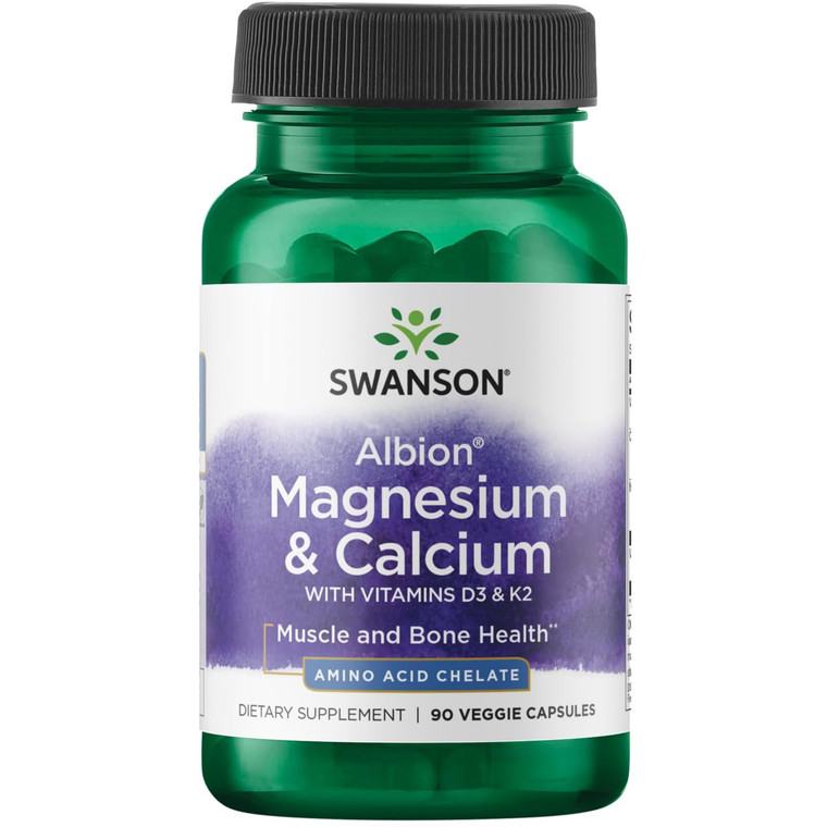 Swanson Albion Chelated Magnesium & Calcium 2:1 90 Veg Capsules