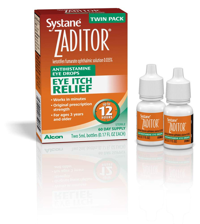 Alcon Zaditor Antihistamine Eye Drops, Twin Pack, 5-mL Each