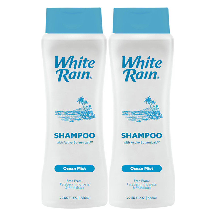 White Rain Moisturizing Shampoo - Ocean Mist Scent, Pack of 2 (15 fl oz Each), Hydrating Shampoo for Men & Women, Paraben-Free & Cruelty-Free with Wh