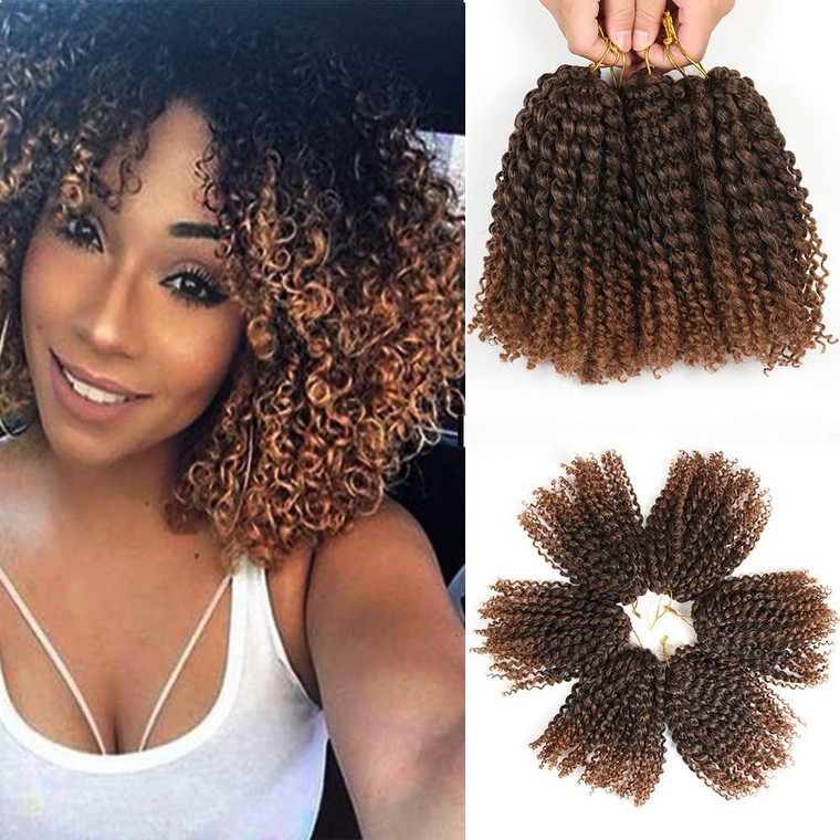 8 Inch Short Passion Twist Hair 6 Bundles Kinky Curly Crochet Hair for Black Women Curly Braiding Hair Crochet Braids Hair?6Bundles8 Inch, 1B/30?