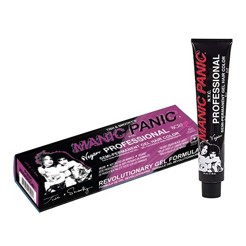 MANIC PANIC Professional Pink Warrior Hair Color - Bright Magenta Semi-Permanent Gel Hair Dye - Glows in Black Light - Lasts Through 40+ Washes - No