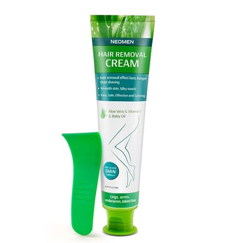 Hair Removal Cream for Men & Women: Painless Depilatory for Sensitive Skin & Intimate Areas, Moisturizing with Aloe Vera & Vitamin E, Safe for Face,