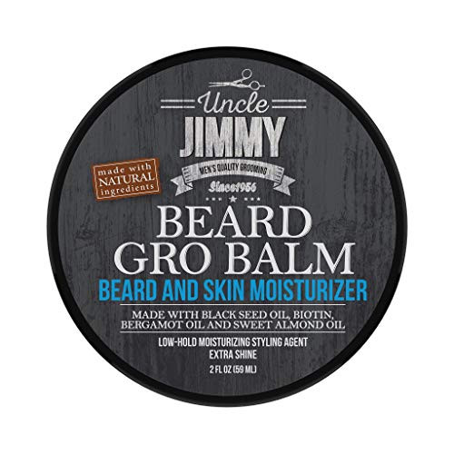 Uncle Jimmy Products Beard Gro Balm | Beard and Skin Moisturizer goes to work immediately to tame unruly hairs for a softer, thicker beard | Softens