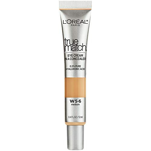LOréal Paris True Match Eye Cream in a Concealer, 0.5% hyaluronic acid, Medium N5-6, 0.4 fl. oz.
