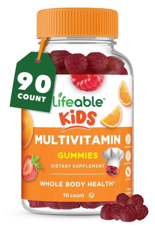 Lifeable Kids Multivitamin Gummies | Great Tasting Multivitamin for Kids | with Vitamins A, C, D, E, B6, B12, Zinc, Biotin, Folic Acid, Iodine, Niaci