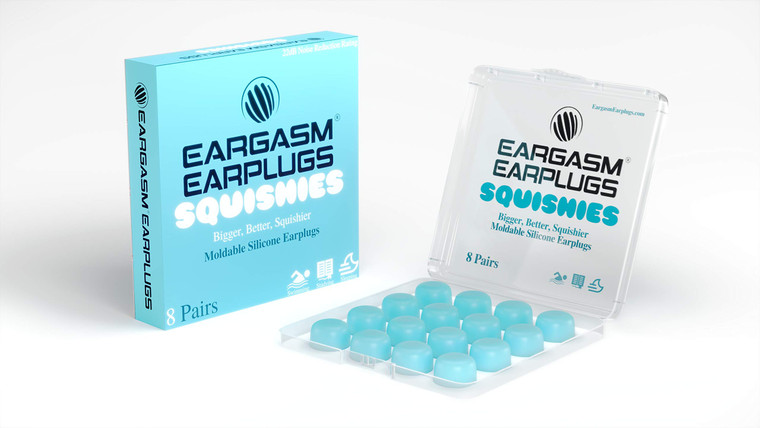 Eargasm Squishies - Blue Moldable Multipurpose Noise Reduction Noise Cancelling Waterproof Airtight Ear-Plugs for Sleeping, Snoring, Working, Studyin