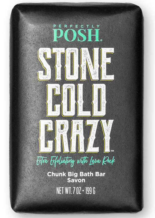Perfectly Posh - Stone Cold Crazy Big Bath Bar Soap - Refreshing and Nourishing Soap with Energizing Scent - for Energizing Bath Time - 7oz
