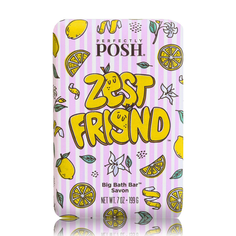 Perfectly Posh - Zest Friend Big Bath Bar - Refreshing and Moisturizing Soap with Citrus Scent - for Energizing Bath Time - 7oz