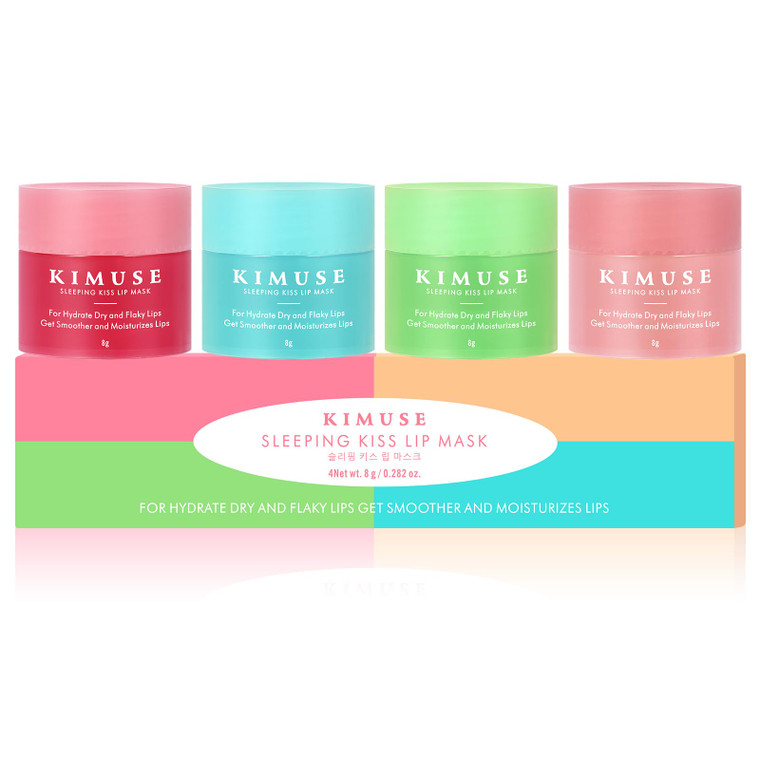 KIMUSE Lip Mask Set, 4PCS Lip Sleeping Mask Overnight Treatment Lip Care Products, Moisturize & Nourish, Cracked Dry Lips, Intense Hydration with She