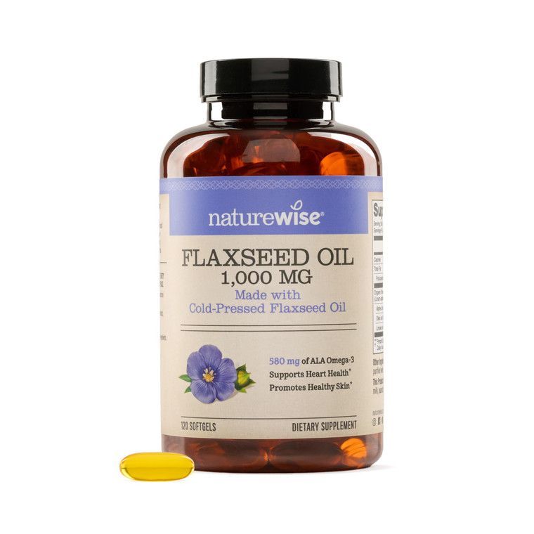 NatureWise Flaxseed Oil 1000 mg, Fish Free Omega 3 with 580 mg ALA, Dietary Supplement for Immune Health Support - Organic, Cold Pressed, Non-GMO - 1