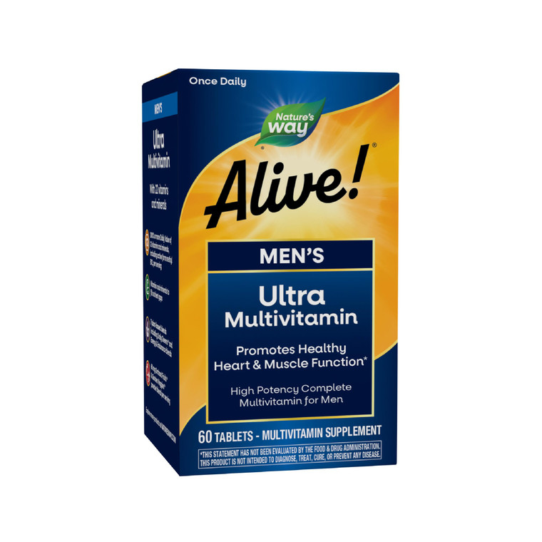 Nature's Way Alive! Once Daily Men's Multivitamin, Ultra Potency, Food-Based Blends (291mgper serving), 60 Tablets