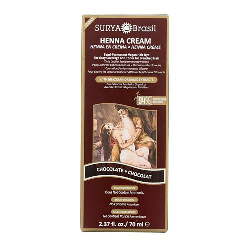 Surya Brasil Henna Cream Chocolate - 94% Natural Ingredients, Vegan, Cruelty-Free, Eco-Friendly, Semi-Permanent Hair Color, Deep Hydration & Shine, 2