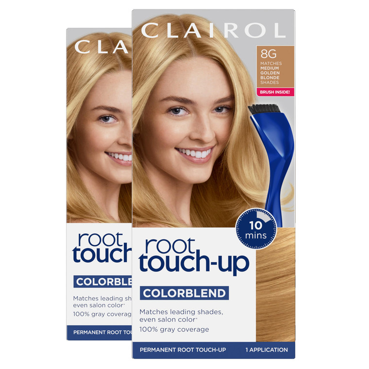 Clairol Root Touch-Up by Nice'n Easy Permanent Hair Dye, 8G Medium Golden Blonde Hair Color, Pack of 2 ,Packaging may vary