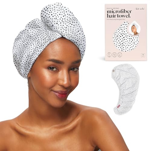 Kitsch Microfiber Hair Towel Wrap for Women - Microfiber Towel, Super Absorbent, Quick Dry, Anti-Frizz - for Long and Short Hairs, Turbans for Women,