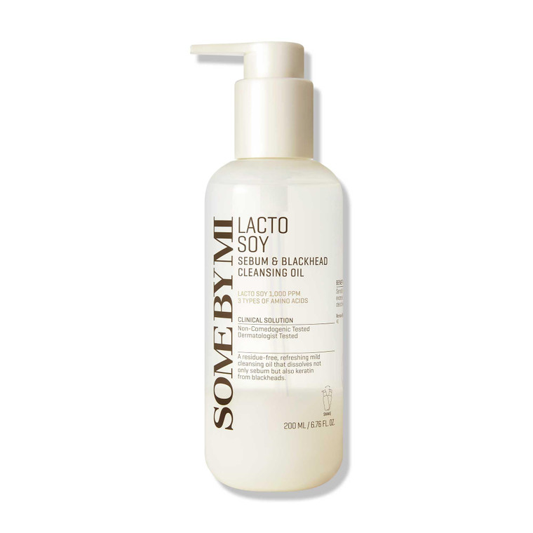 SOME BY MI Lacto Soy Sebum & Blackhead Cleansing Oil  6.76oz, 200ml  Korean Vegan Makeup-Removing Oil Cleanser with Soybean Extract & Serine  Deep