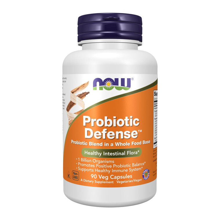 NOW Foods Supplements, Probiotic Defense, Probiotic Blend in a Whole Food Base with 1 Billion Organisms, 90 Veg Capsules