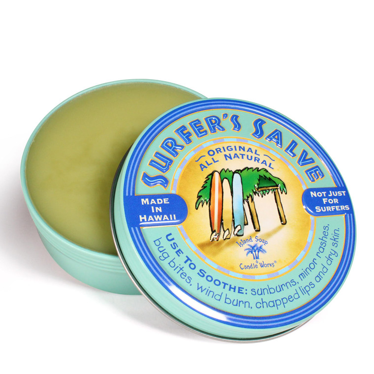 Island Soap & Candle Works Surfer's Salve - All Natural Skin Soothing Balm - Moisturizing Anti-Chafing Ointment for Insect Bites, Sunburn, Windburn,