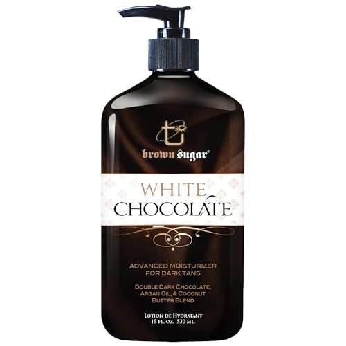 Brown Sugar White Chocolate Tan Extender & Moisturizer for Dark Tans, Moisturizing Lotion for All-Day Hydration & Glow with Dark Chocolate, Argan Oil
