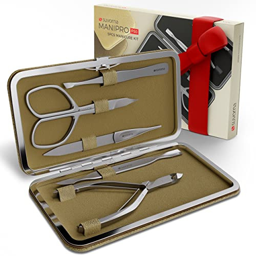 Suvorna Manicure Kit for Women with Nail Clippers, Nail Scissors, Cuticle Pusher, Nail File & Tweezer - Made with Stainless Steel - Professional Nail