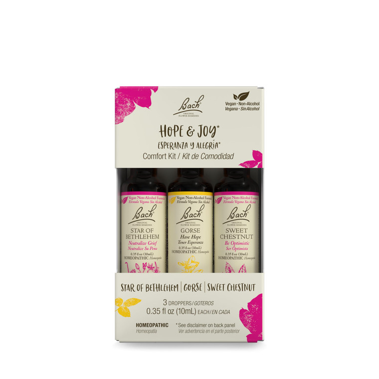 Bach Original Flower Remedies, Hope & Joy Trio Kit, for Comfort & Optimism (Non-Alcohol Formula), Natural Homeopathic Flower Essence, Vegan, 3 x 10mL