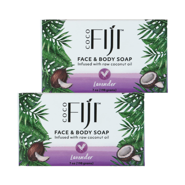 "Coco Fiji Soap Bar for Face and Body Infused With Organic Coconut Oil, Lavender Essential Oil, Natural Soap for Moisturizing & Pore Purifying Skin,