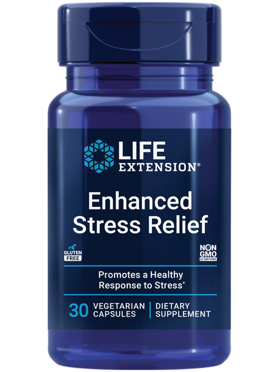 Life Extension Enhanced Stress Relief, Lemon Balm Extract, L-theanine, decompress with This Supplement for Stress, Gluten-Free, Non-GMO, Vegetarian,