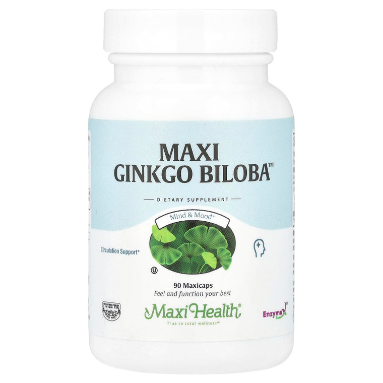 Maxi Health Ginkgo Biloba - Brain and Circulation Formula - 90 Capsules - Kosher (QGB)