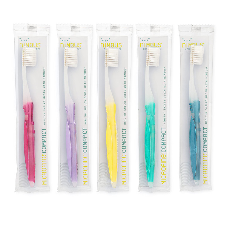 Nimbus Extra Soft Toothbrushes (Compact Size Head) Periodontist Design Tapered Bristles for Sensitive Teeth and Receding Gums, Individually Wrapped P