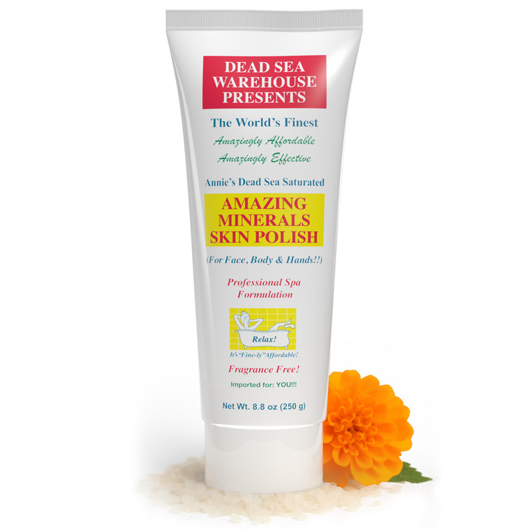 Dead Sea Warehouse - Skin Polish Dead Sea Salt Scrub - For Face, Rough Elbows, And Knees - Silky Smooth Skin, Fragrance-free - Vegan - 8.8 oz