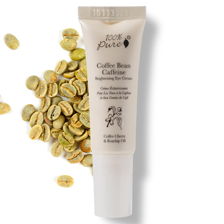 100% PURE Coffee Bean Caffeine Eye Cream Refresh & Hydrate Under Eye Treatment Reduce Puffiness, Dark Circles, Wrinkles with Green Tea, Rose Hip, Vit