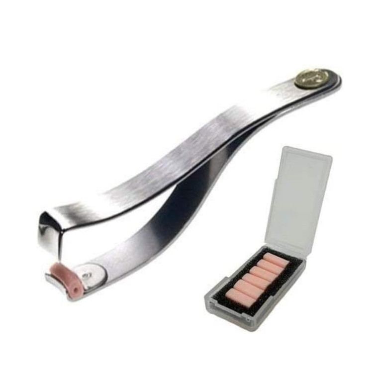 Prima Shogyo Partial Eyelash Curler for Corner Lash - Mini Japanese Eyelash Curler for Inner & Outer Lashes - Includes 6 Extra Rubber Pads - Made in