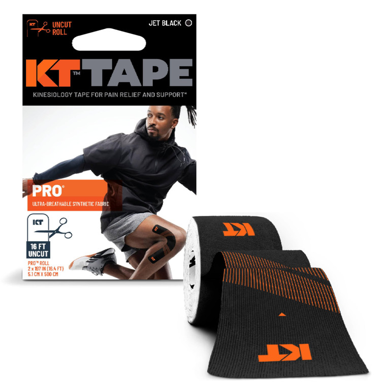 KT Tape, Pro Synthetic Kinesiology Athletic Tape, 16 Uncut Roll, Jet Black