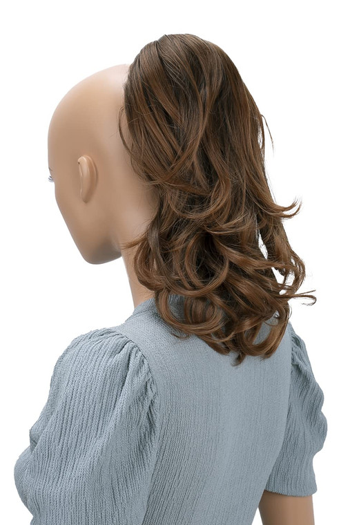 CAISHA 14" Wavy Clip On Ponytail With Butterfly Clip Hairpiece Heat-resistant Synthetic Fibres Brown Mix H97