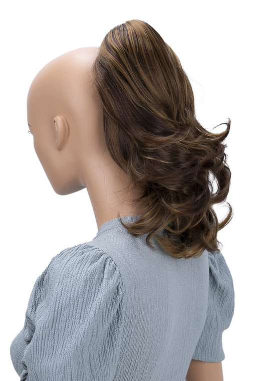 CAISHA 14" Wavy Clip On Ponytail With Butterfly Clip Hairpiece Heat-resistant Synthetic Fibres Blond Brown Mix H82