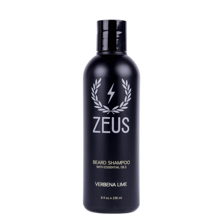 ZEUS Beard Shampoo - Cleansing & Moisturizing with Green Tea & Natural Ingredients to Soften, 8 oz (Made in USA) Verbena Lime
