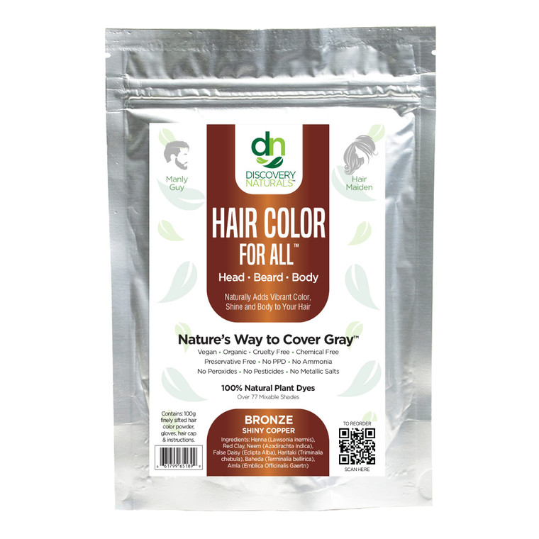 Red Henna Hair Color For All Kit | 100% All Natural Hair Dye & Beard Dye Powder (Bronze Shiny Copper) Organic, Herbal & Vegan Chemical & Cruelty Free