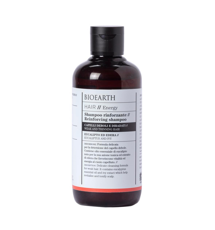 BIOEARTH Hair, Reinforcing shampoo for weak, thinning, atonic and flabby hair, with reinforcing effect, Made in Italy, Vegan, AIAB Certified - 250ml