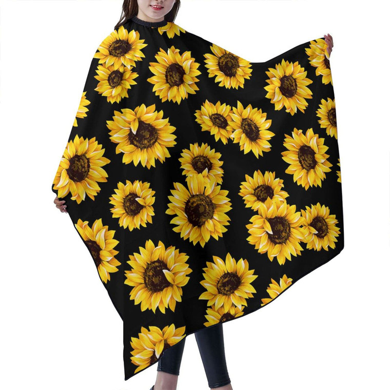 ONE TO PROMISE Sunflower Barber Cape Beautiful Sunflower Hair Cut Salon Cape,Hair Stylist Hairdresser Styling Cape,Waterproof Haircut Apron Cover up