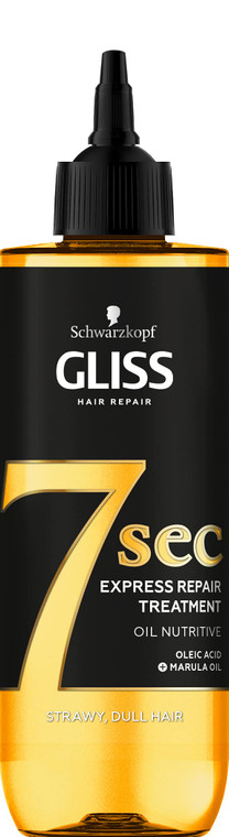 Schwarzkopf Gliss 7 Seconds Express Trattamento Riparazione Dei Capelli Olio Nutritivo, Maschera Istantanea per Capelli Spenti e Secchi, 200 ml, Conf