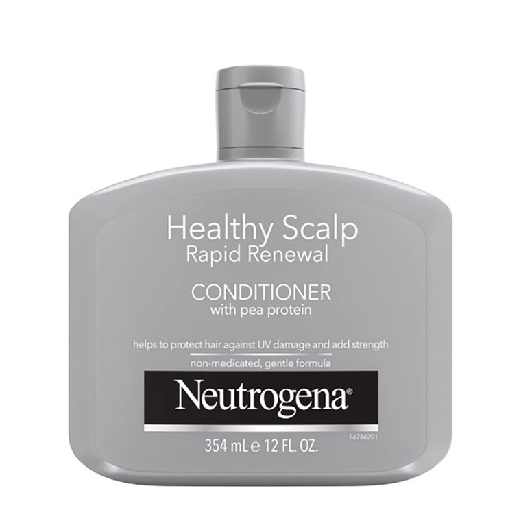 Neutrogena Healthy Scalp Rapid Renewal Conditioner with Pea Protein & UV Damage Protecting for Strong Healthy-Looking Hair, White, Unscented, 12 Fl O