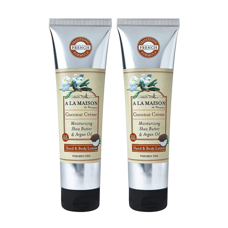 A LA MAISON Moisturizing Lotion, Coconut Creme - Uses: Hand and Body, Argan Oil, Pure Shea Butter, Essential Oils, Plant Based, Cruelty-Free, SLS and