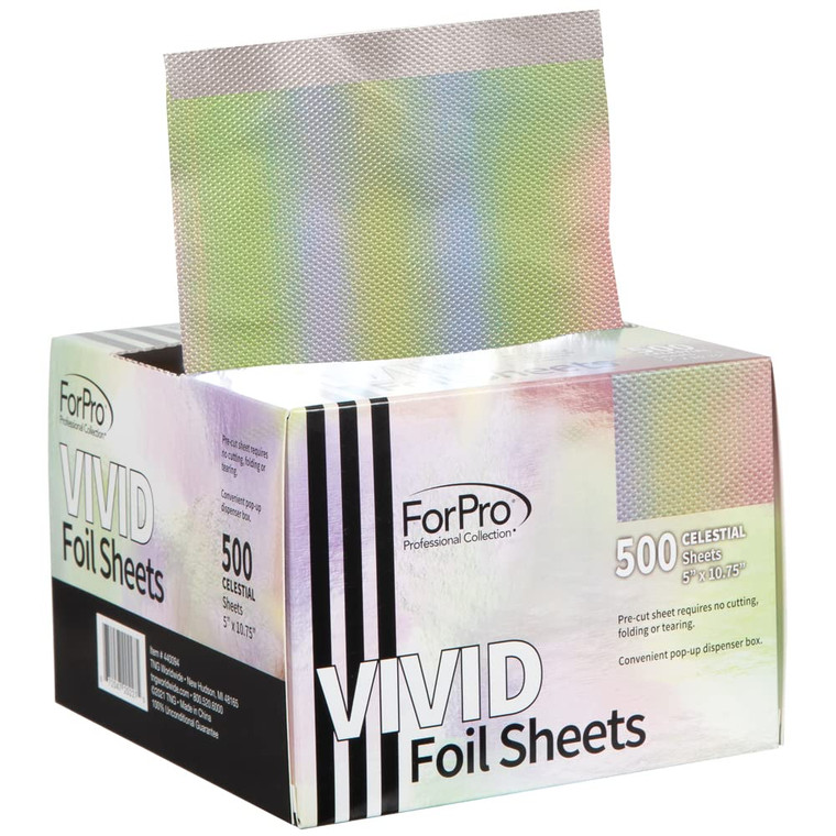 ForPro Professional Collection Vivid Celestial Embossed Foil Sheets, Aluminum, Pop-Up Foil Dispenser, Hair Foils for Color Application & Highlighting
