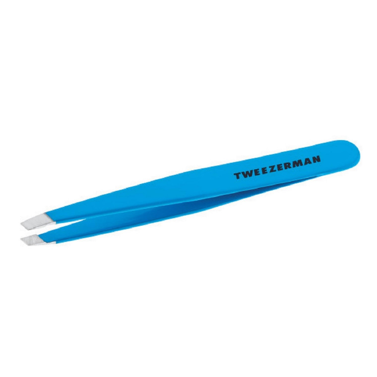 Tweezerman Stainless Steel Slant Tweezer - Eyebrow Tweezers for Women and Men (Blue Jewel)