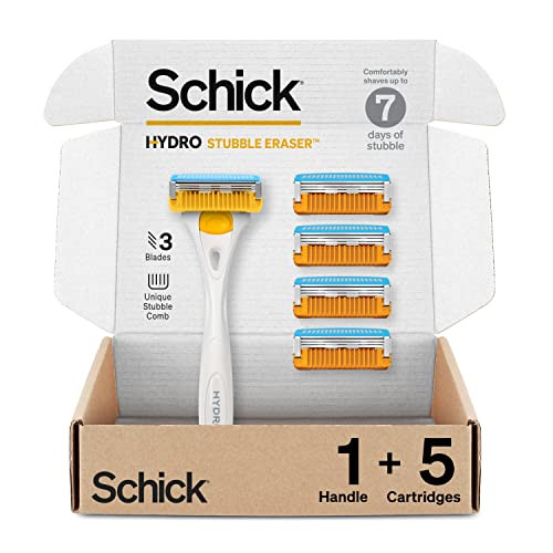 Schick Hydro Stubble Eraser Kit  Schick Stubble Eraser Razor with Refills, Stubble Razor with 5 Razor Blades
